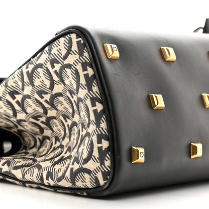 Salvatore Ferragamo Canvas Calfskin Gancini The Studio Bag Black Beige 10 of 11