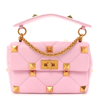 Valentino Garavani Nappa Medium Roman Stud Shoulder Bag Pink Borealis 1 of 9