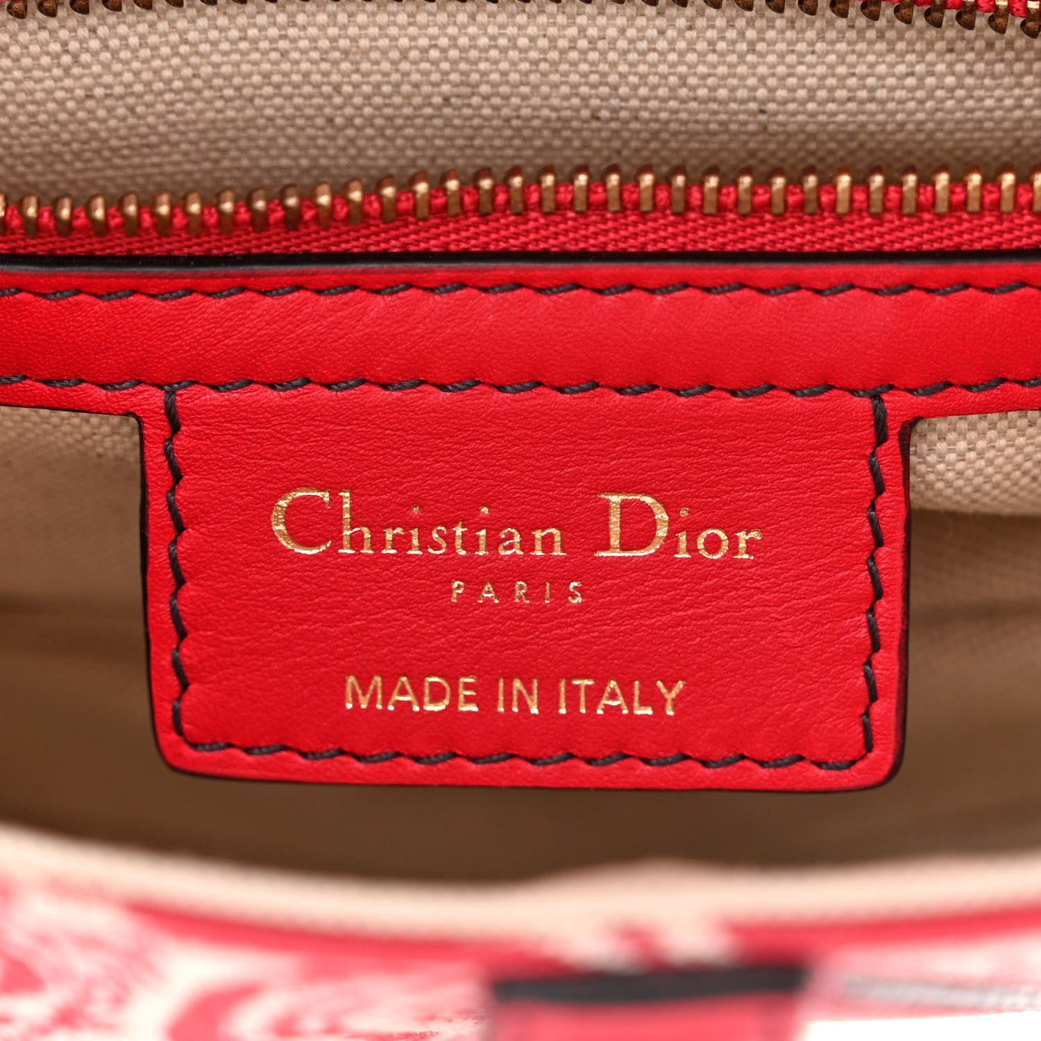 Christian Dior Canvas Reverse Embroidered Toile De Jouy Saddle Bag Red 6 of 10
