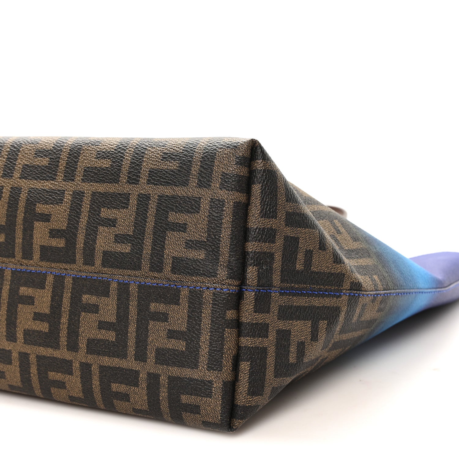 Fendi Ombre Zucca Spalmati Medium Roll Tote Tobacco Turquoise 10 of 12