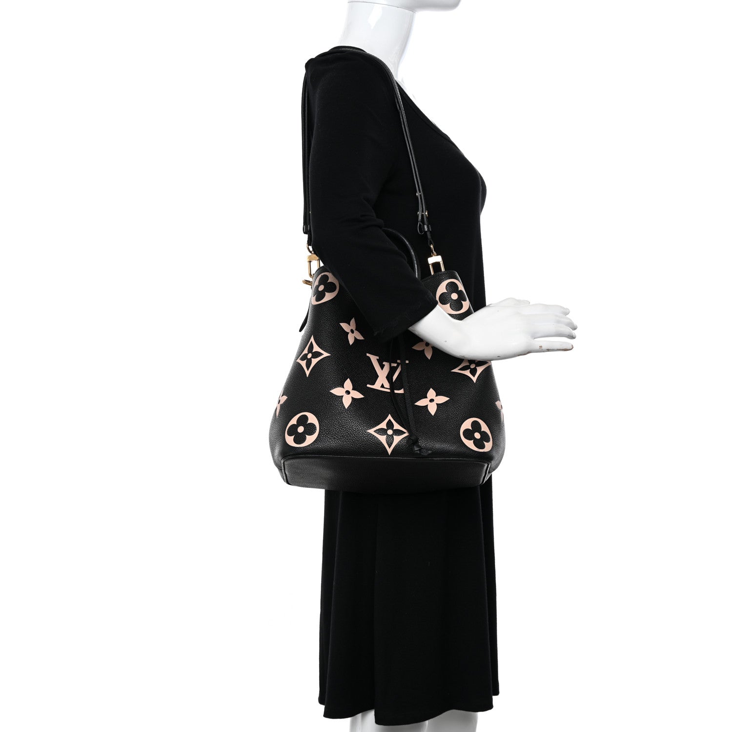 Louis Vuitton Empreinte Monogram Giant Neonoe MM Black Beige 2 of 10