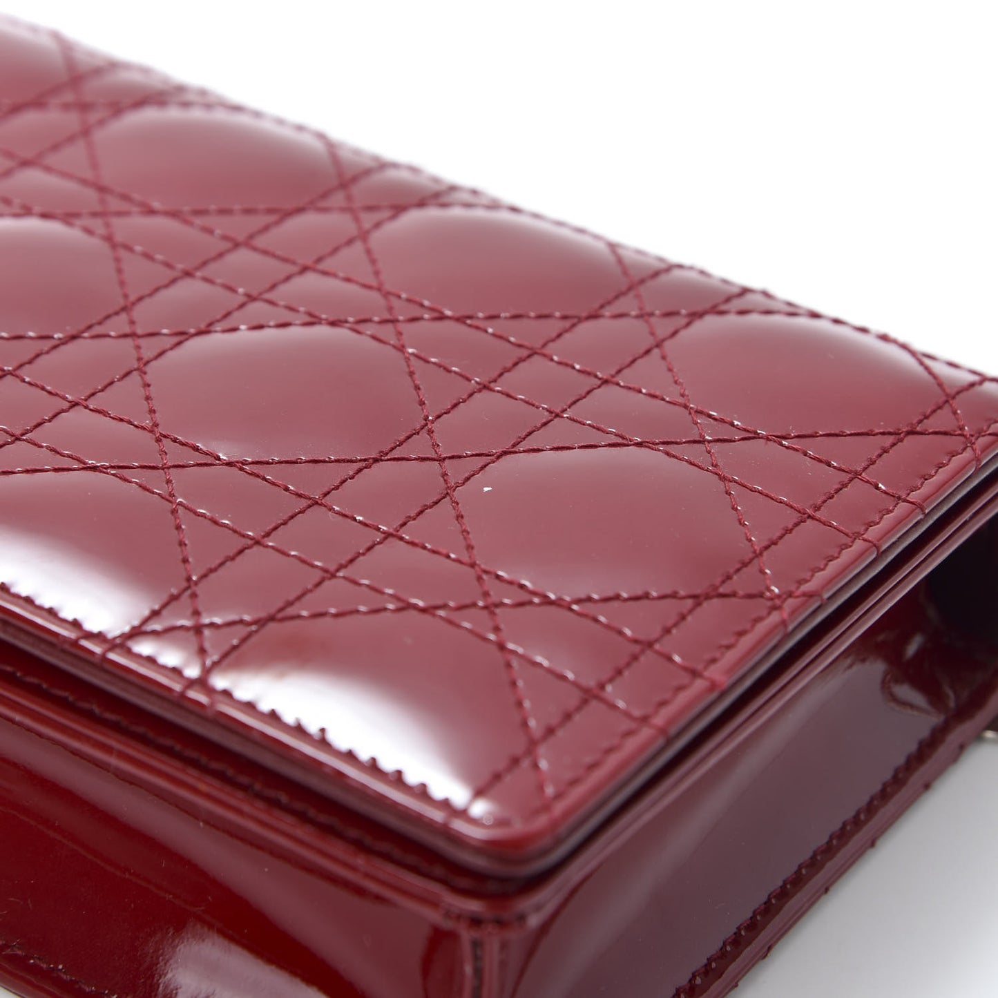 Patent Cannage Lady Dior Clutch Red