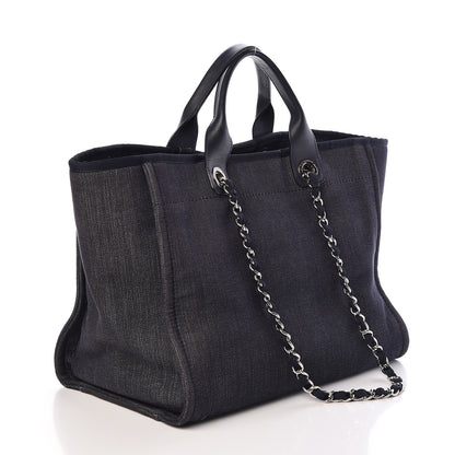 Chanel Denim Large Deauville Tote Dark Blue 3 of 10