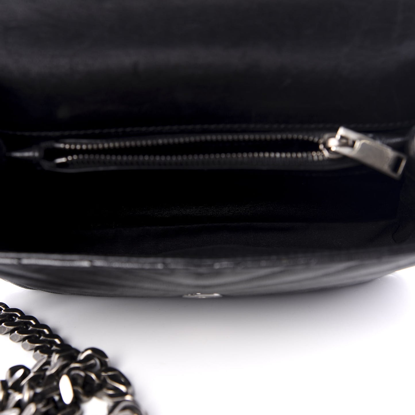 Sheepskin Matelasse Chevron Monogram Medium College Bag Black