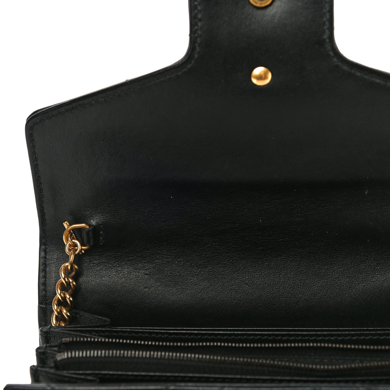 Gucci Calfskin Matelasse GG Marmont Chain Wallet Black 12 of 13