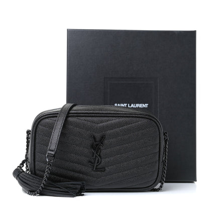 Saint Laurent Grain De Poudre Matelasse Monogram Mini Lou Camera Bag Black 9 of 9