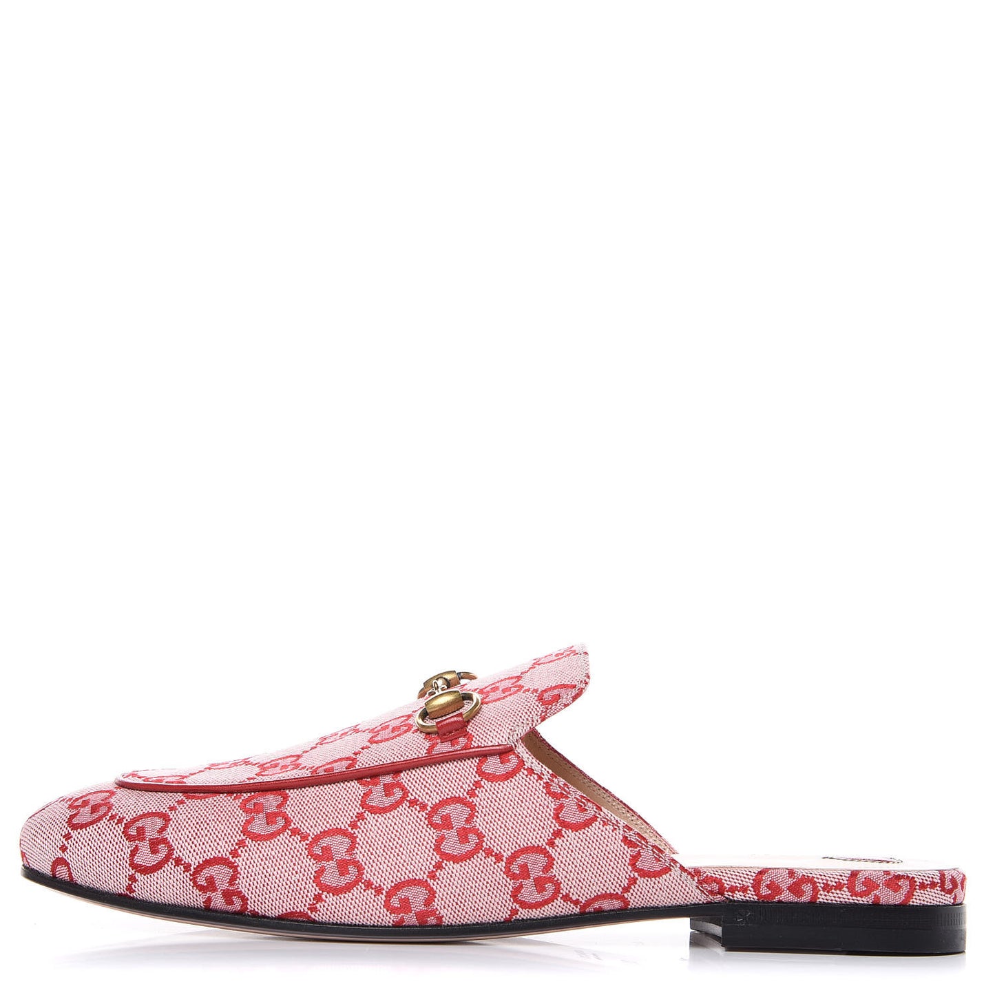 Canvas GG Monogram Horsebit Womens Princetown Slippers 39 Gardenia Hibiscus Red