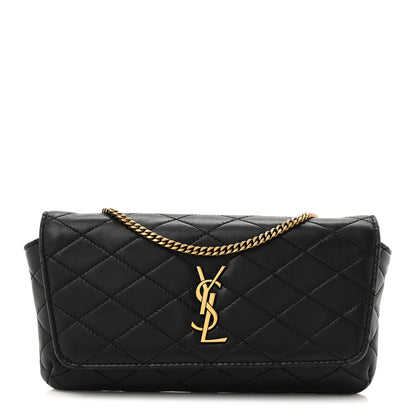 Saint Laurent Lambskin Quilted Gaby Phone Holder Crossbody Bag Black 1 of 16