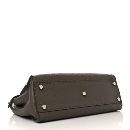 Fendi Cuoio Romano Alcantara Selleria Medium Peekaboo Iconic Satchel Grey Fuchsia 4 of 6