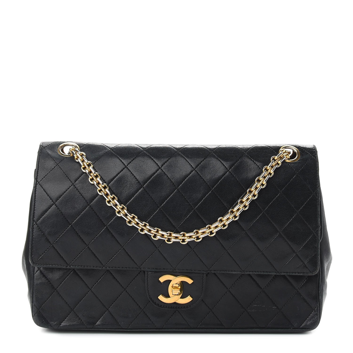 Chanel Lambskin Quilted Medium Double Flap Bijoux Chain Black 1 of 12