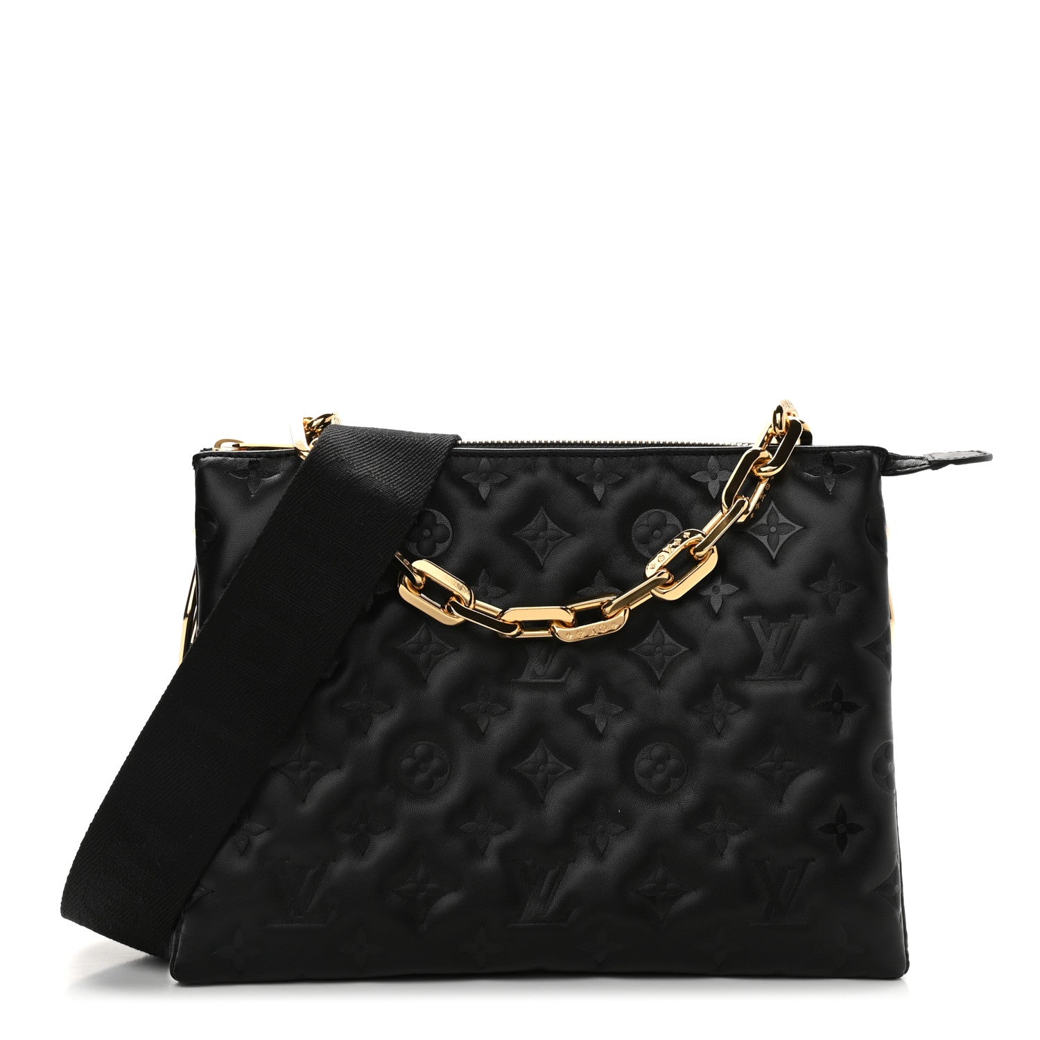 Louis Vuitton Lambskin Embossed Monogram Coussin PM Black 1 of 10