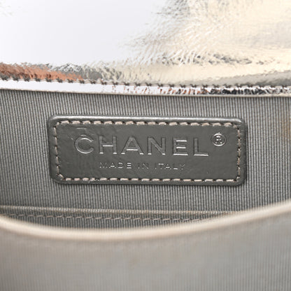 Chanel Metallic Goatskin Quilted North South Boy Flap Silver 11 of 17
