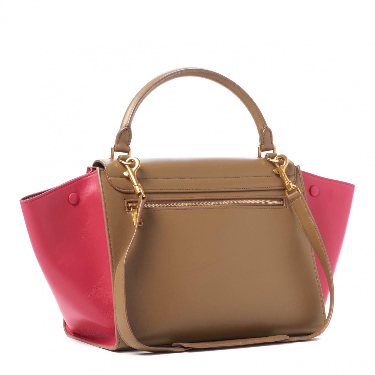 Celine Smooth Calfskin Medium Tri-Color Trapeze Taupe Fuchsia 2 of 7