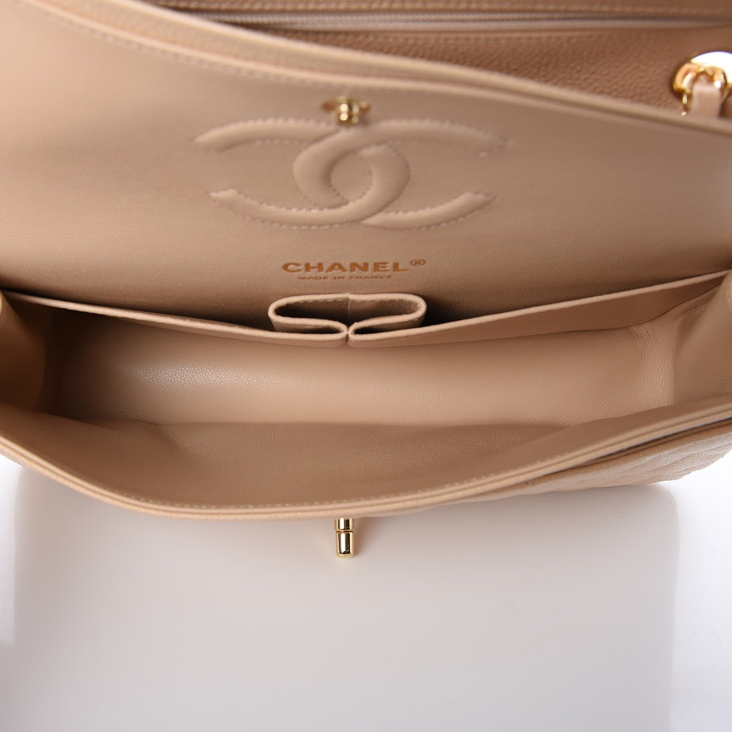 Chanel Caviar Quilted Medium Double Flap Beige Clair 6 of 9