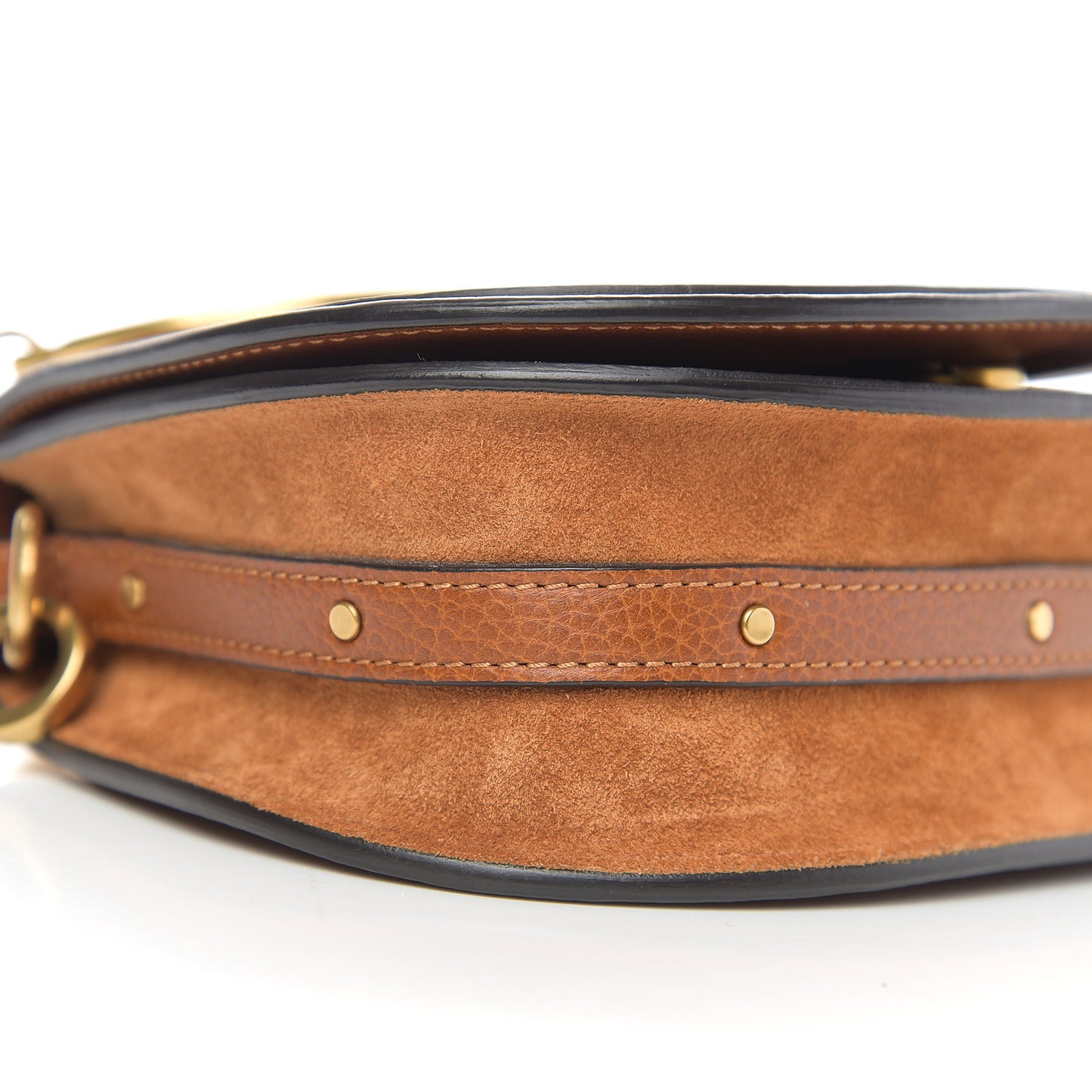 Calfskin Suede Small Nile Bracelet Bag Caramel