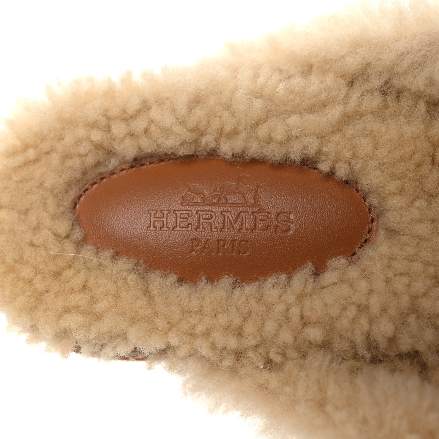 Hermes Suede Goatskin Shearling Womens Oz Mules 39 Natural Ecru 9 of 11