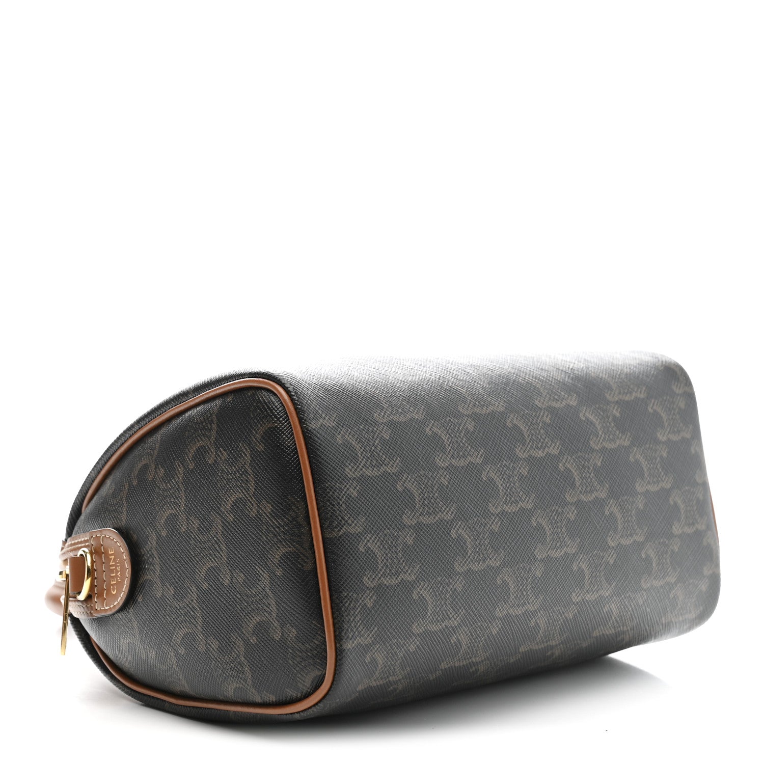 Celine Triomphe Canvas Calfskin Small Boston Bag Tan 4 of 11