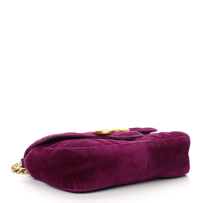Gucci Velvet Matelasse Mini GG Marmont Shoulder Bag Fuchsia Violet Cyclamen 4 of 10