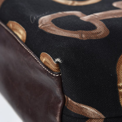 Gucci Canvas Bamboo Horsebit Print Tote Brown 13 of 14