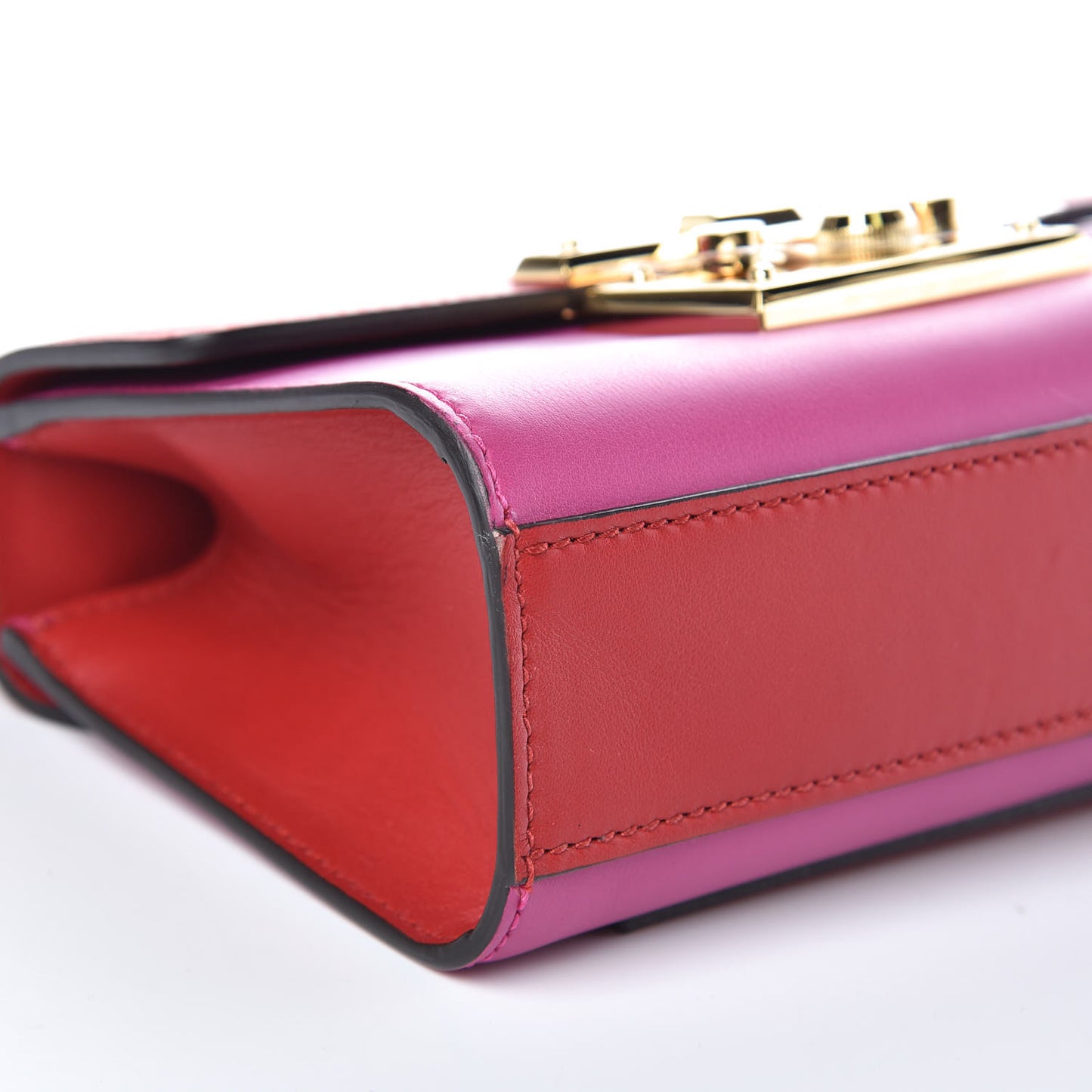 Calfskin Small Padlock Shoulder Bag New Rosette Hibiscus Red