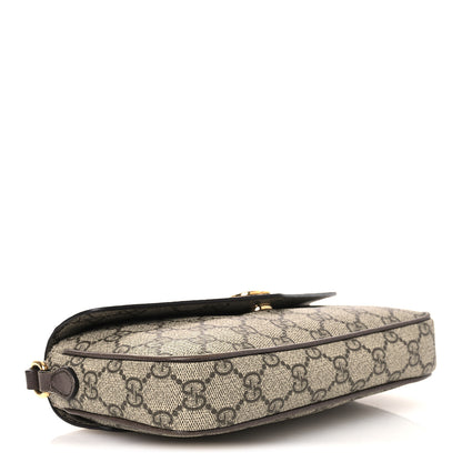 Gucci GG Supreme Monogram Textured Dollar Calfskin Web Mini Ophidia Envelope Shoulder Bag Beige Ebony 3 of 10