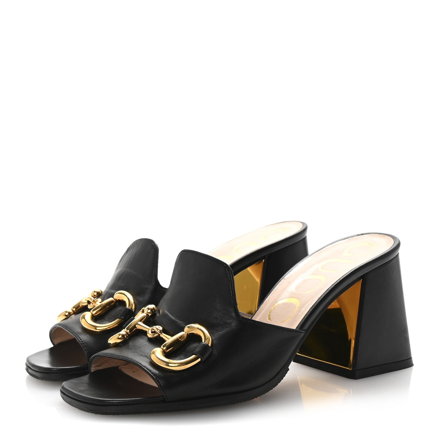 Nappa Horsebit 75mm Slide Sandals 35 Black