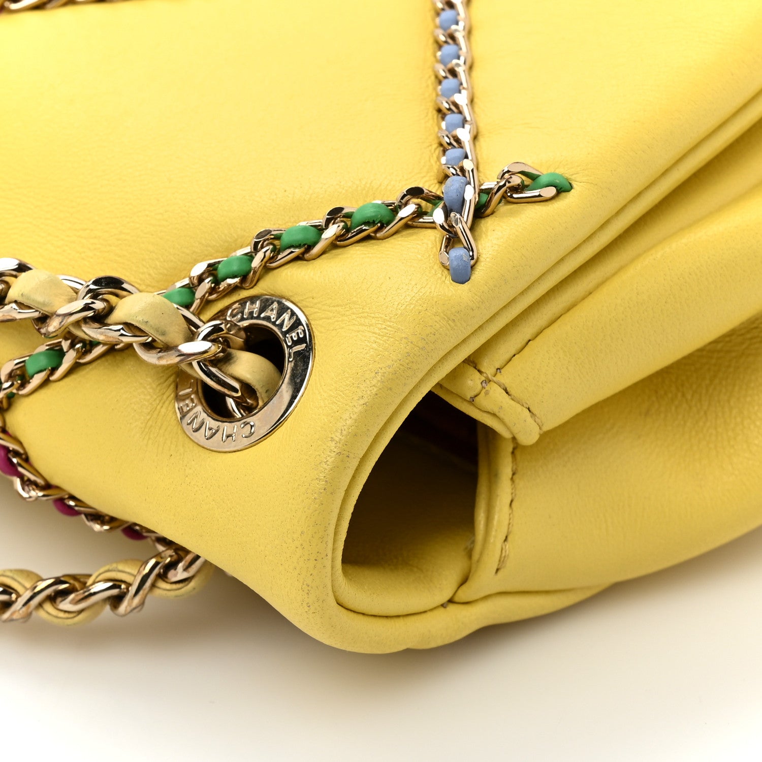 Chanel Lambskin Small Entwined Chain Flap Yellow Multicolor 18 of 21