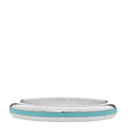 Tiffany Sterling Silver Enamel Stackable Ring Blue 58 8.5 2 of 4