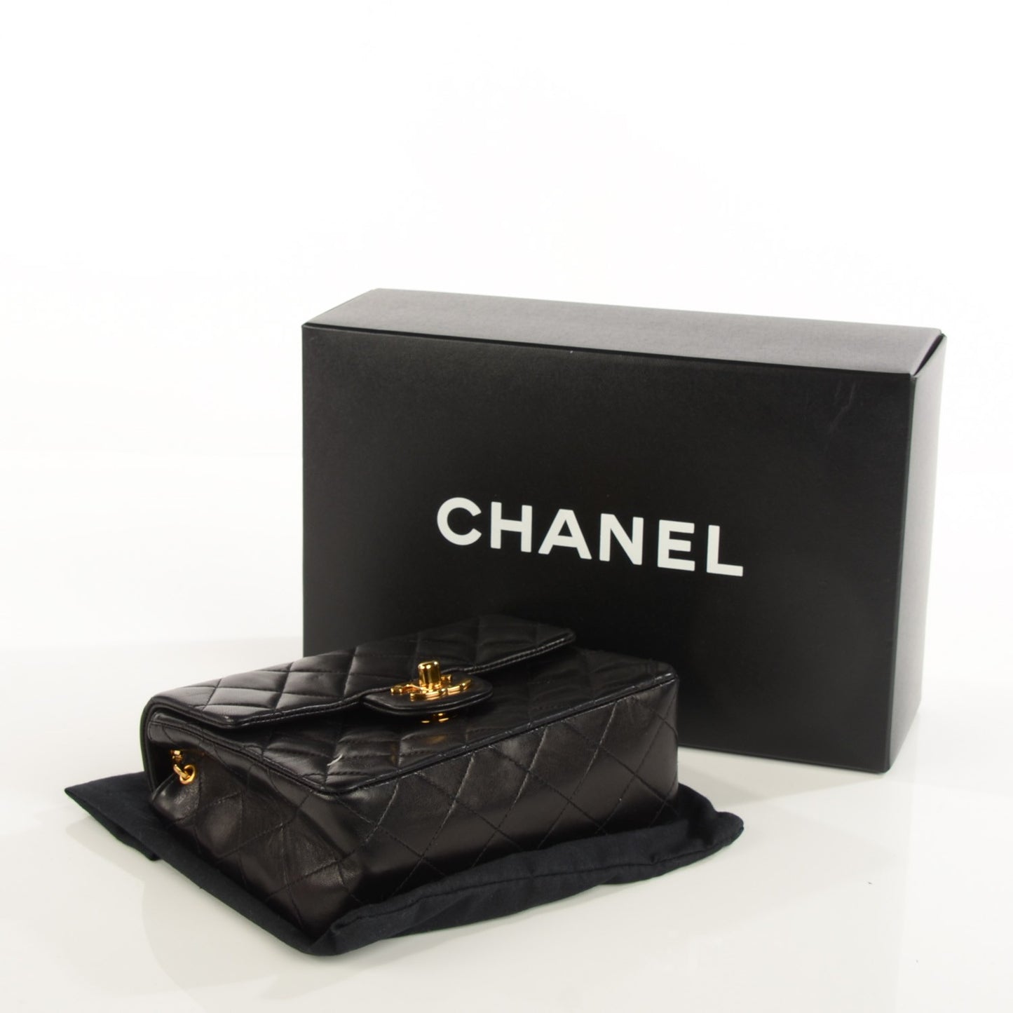 Lambskin Quilted Mini Square Flap Black