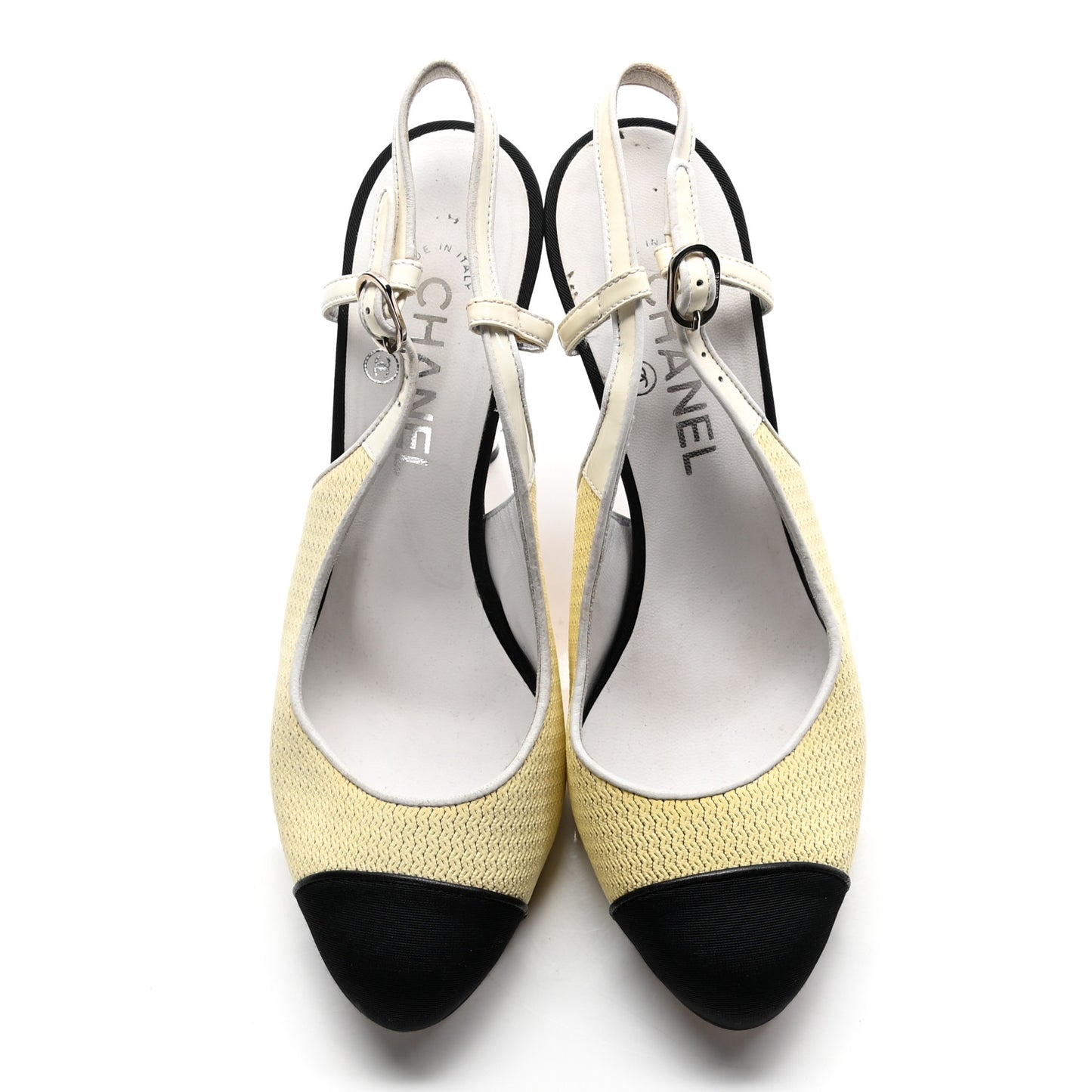 Grosgrain Cap Toe CC Slingback Pumps 39.5 Black Cream