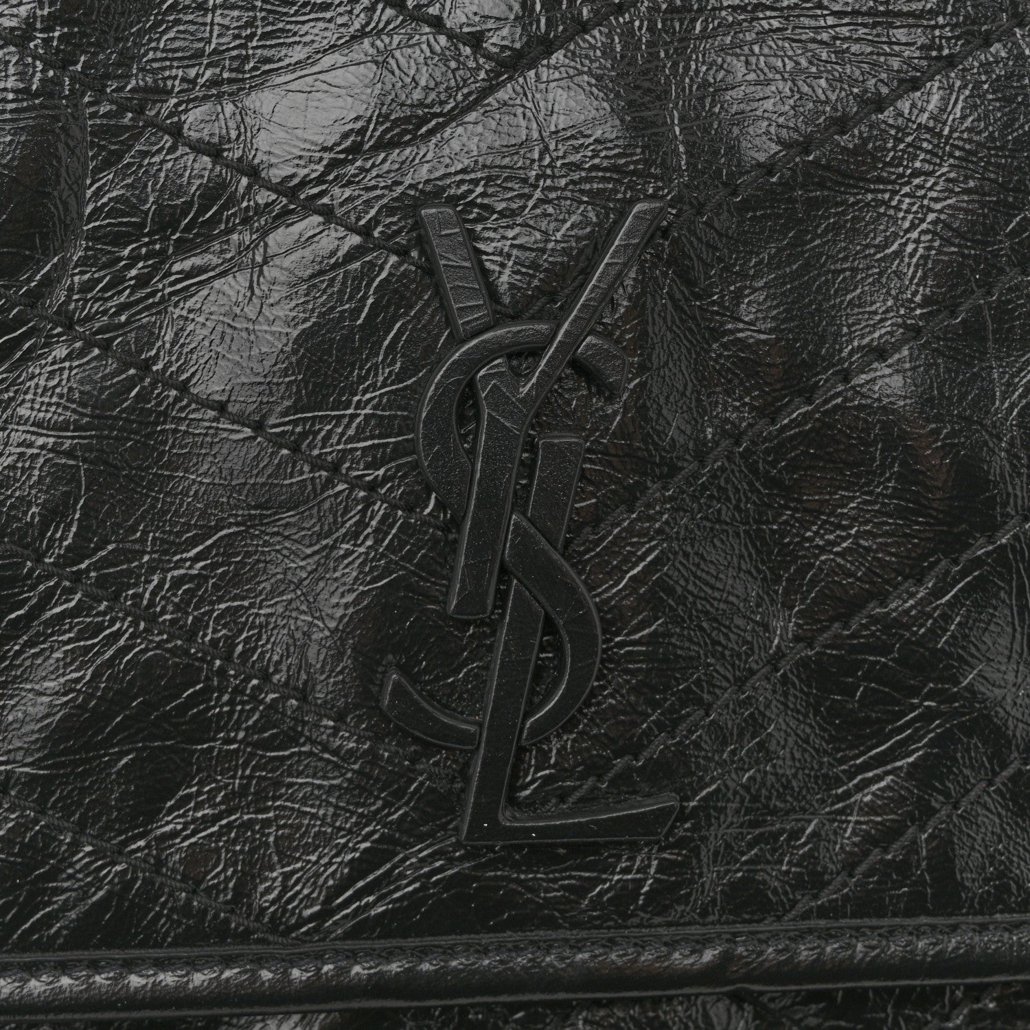 Saint Laurent Crinkled Calfskin Matelasse Monogram Large Niki Chain Satchel Black 11 of 12