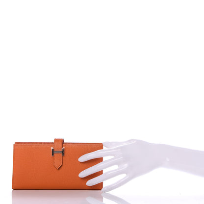 Hermes Chevre Mysore Bearn Gusset Wallet Orange 2 of 7