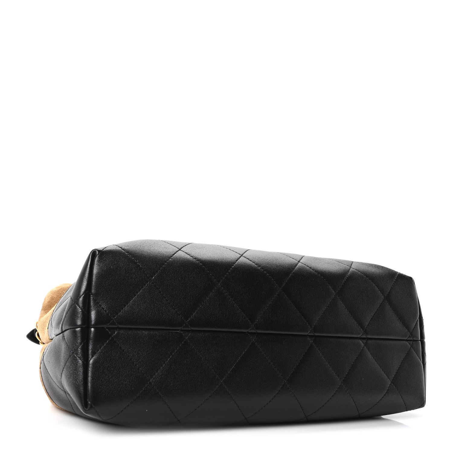 Chanel Suede Calfskin Shiny Lambskin Quilted Small Coco Base Shopping Bag Beige Black 4 of 10