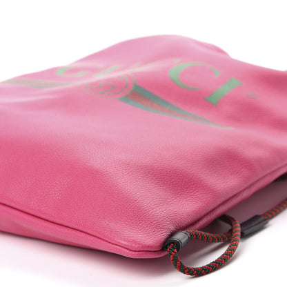 Gucci Grained Calfskin Logo Drawstring Backpack Box Pink Green Black 6 of 9