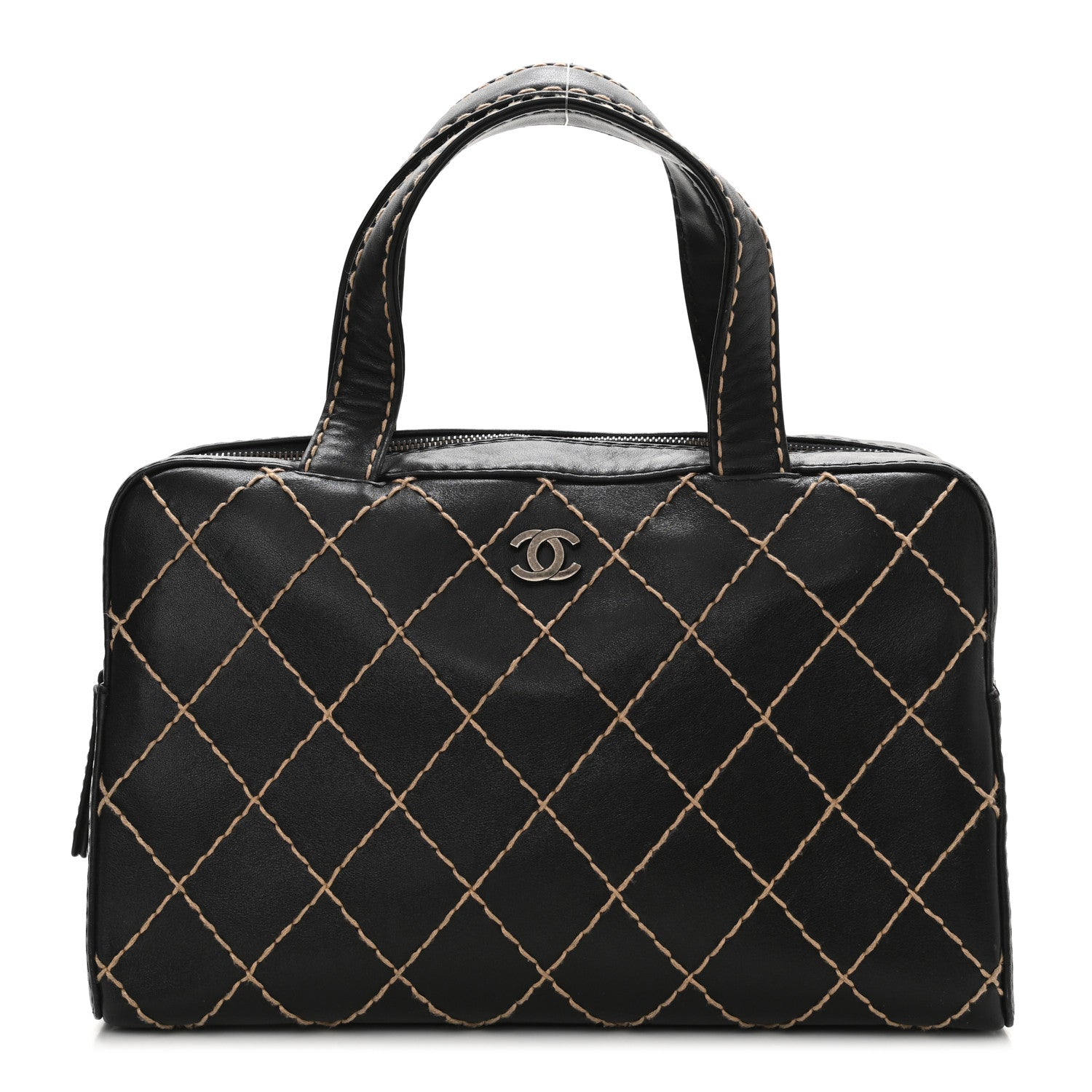 Chanel Calfskin Wild Stitch Top Handle Bag Black 1 of 13