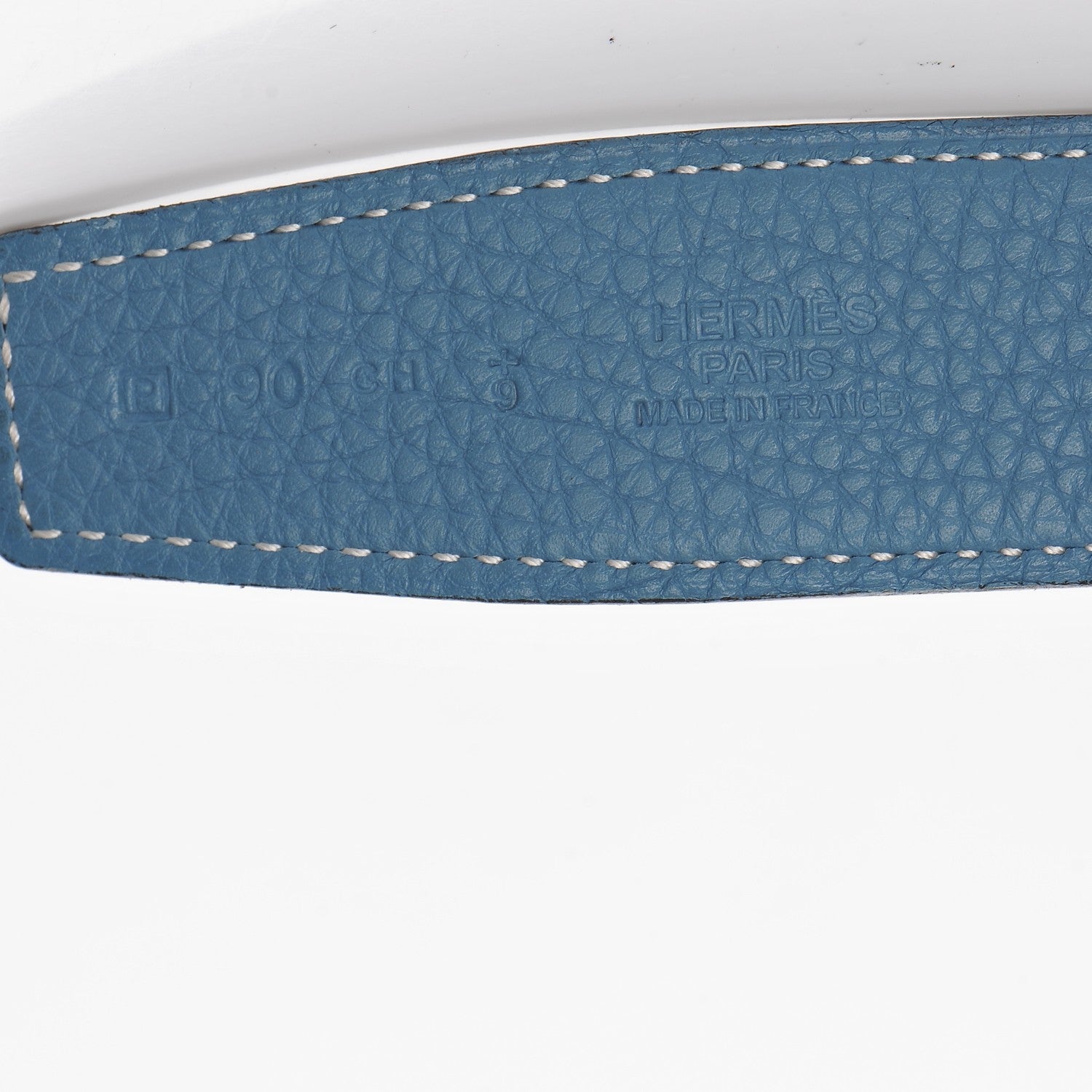 Hermes Box Togo 32mm Belt Strap 90 Black Blue Jean 6 of 9