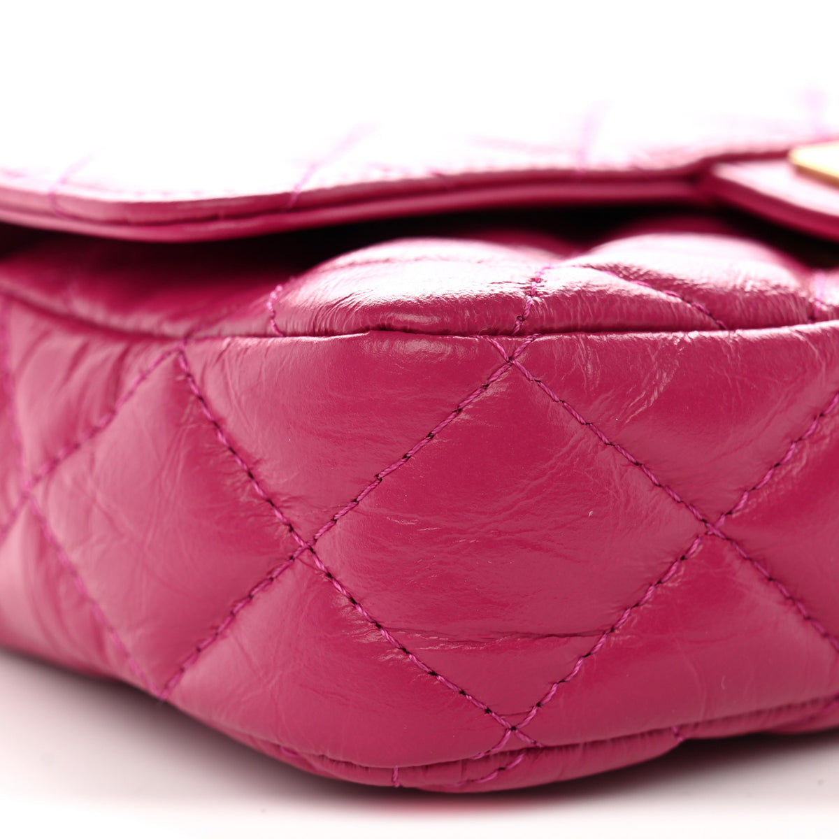 Chanel Aged Calfskin Quilted 2.55 Reissue Phone Holder With Chain Fuchsia 11 of 13
