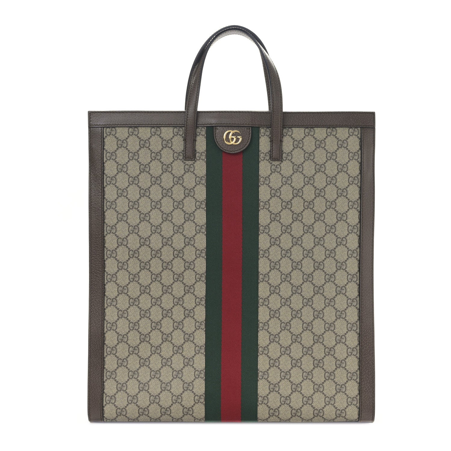 Gucci GG Supreme Monogram Web Ophidia Vertical Tote Brown 1 of 9