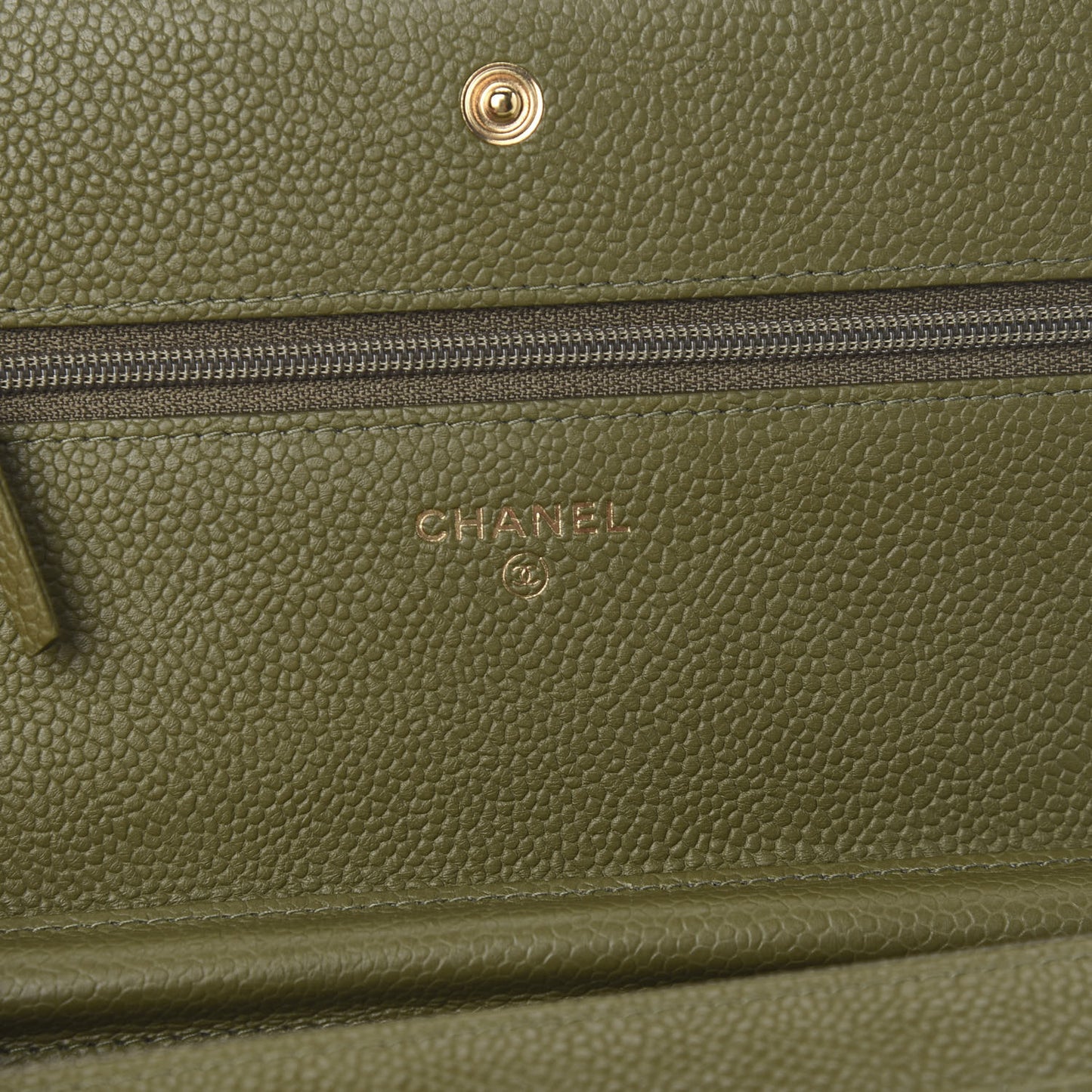 Caviar Quilted Boy Wallet On Chain WOC Khaki