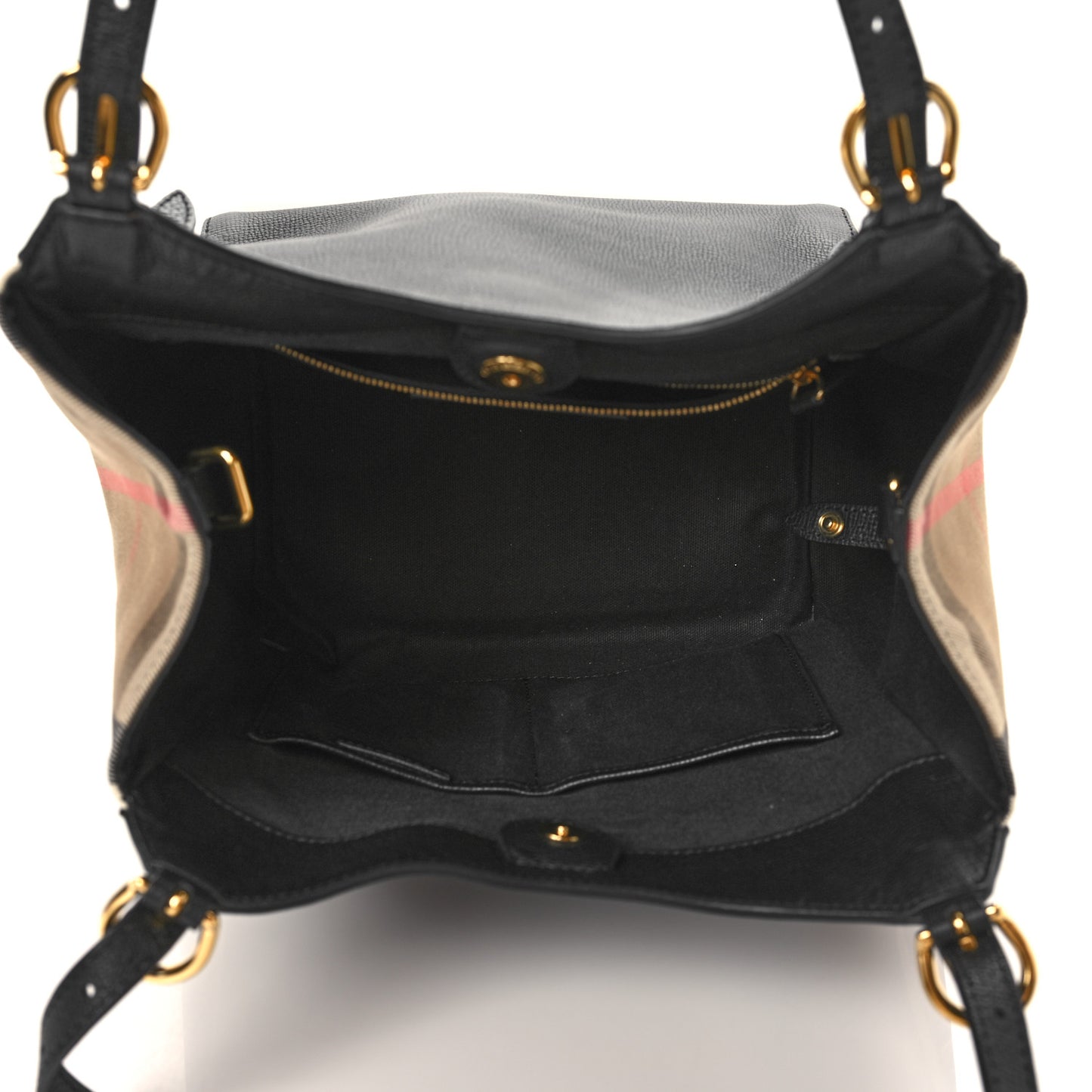 Grainy Calfskin House Check Small Canterbury Black