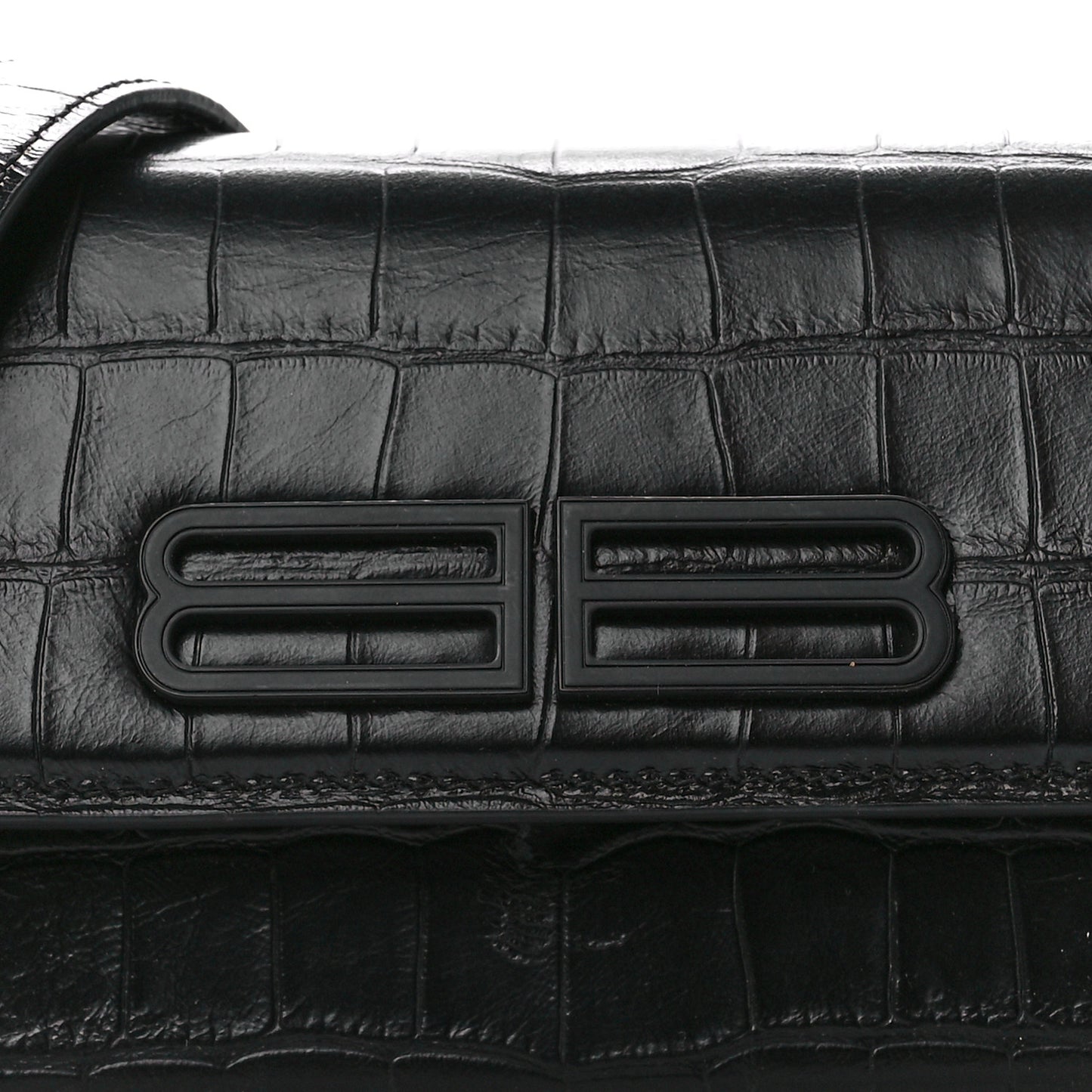 Extra Supple Calfskin Monochrome Crocodile Embossed Gossip Chain Bag XS Black