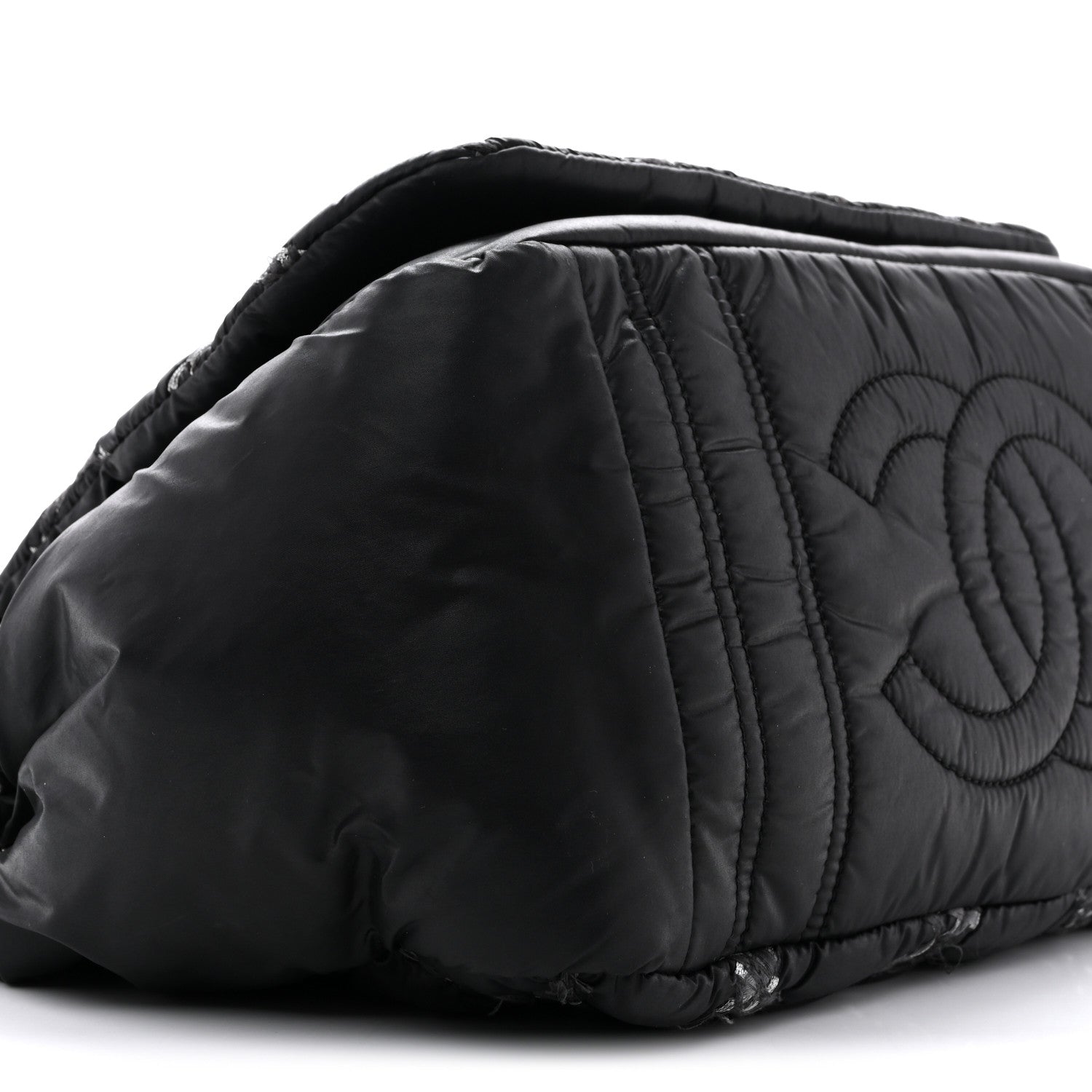 Chanel Nylon Quilted Tweed Stitch Bubble Flap Black 9 of 12