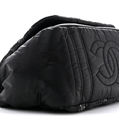 Chanel Nylon Quilted Tweed Stitch Bubble Flap Black 9 of 12
