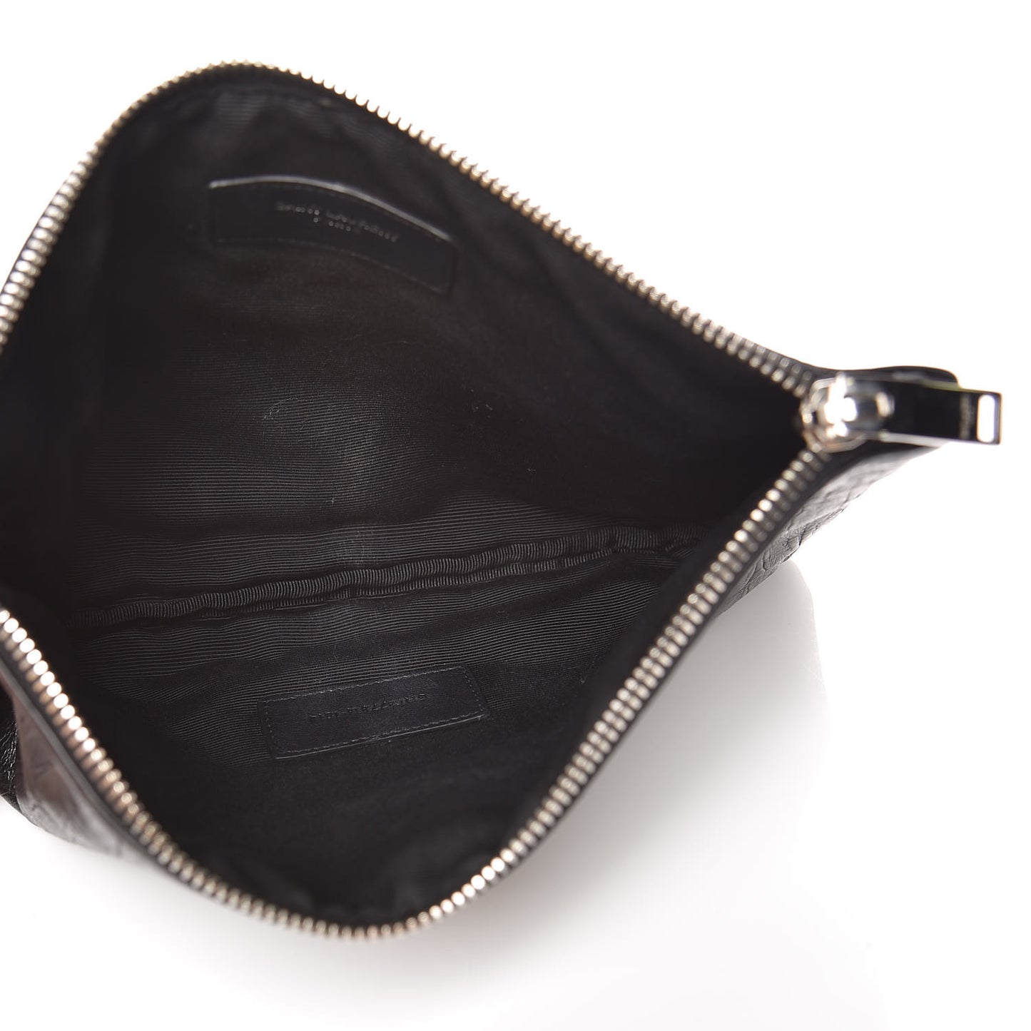 Calfskin Crocodile Embossed Monogram Zip Pouch Black