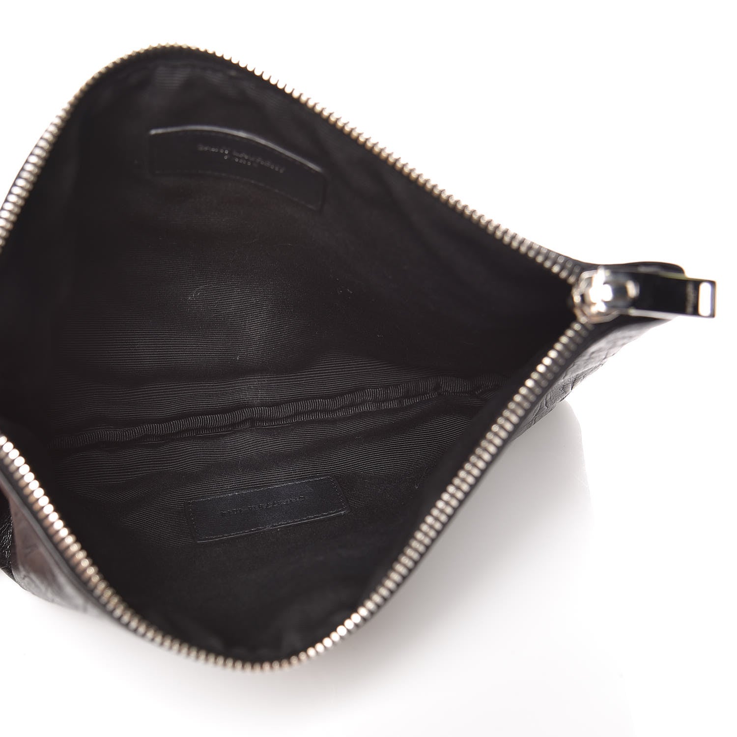 Saint Laurent Calfskin Crocodile Embossed Monogram Zip Pouch Black 5 of 8