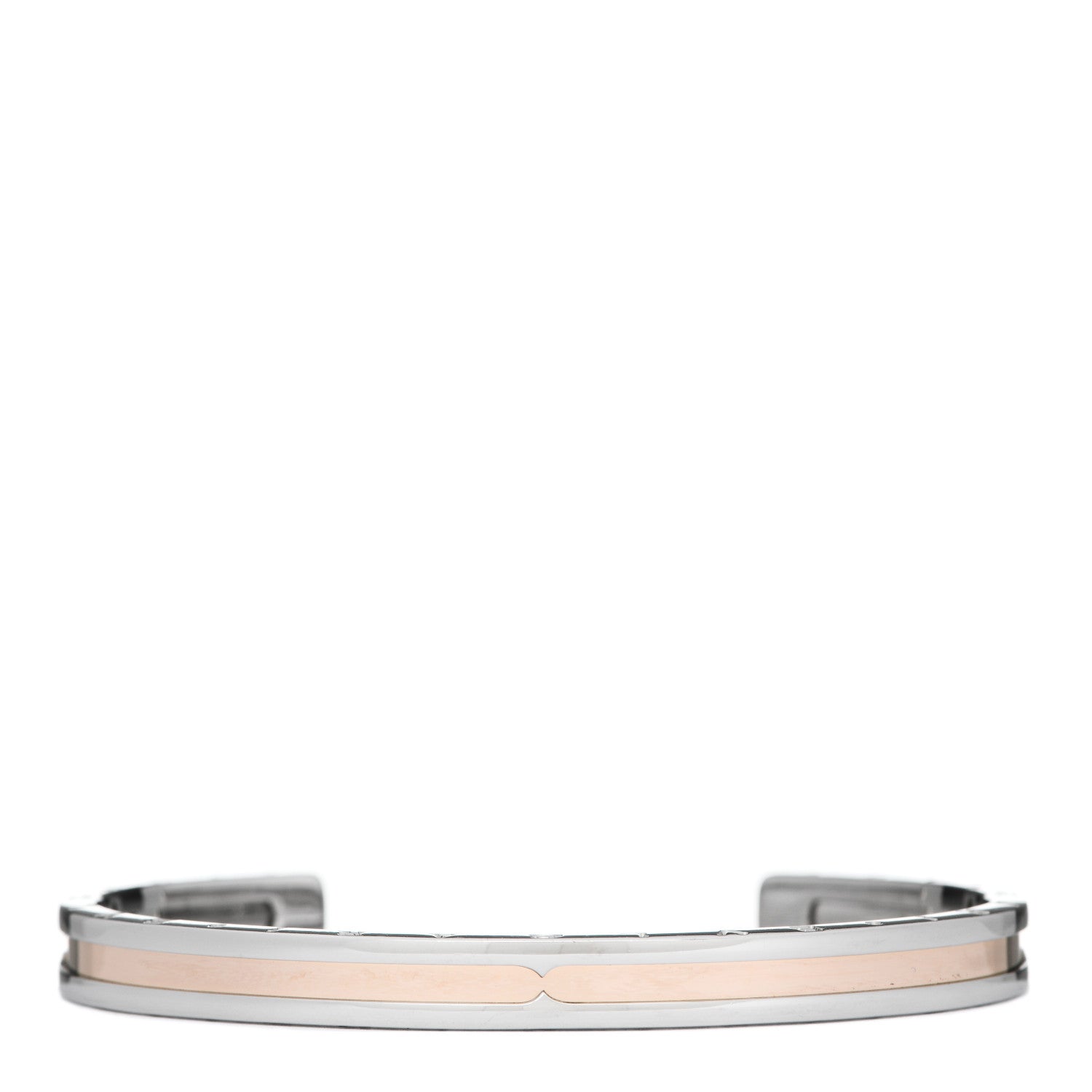 Bulgari 18K Rose Gold Stainless Steel B.Zero1 Cuff Bracelet SM 1 of 5
