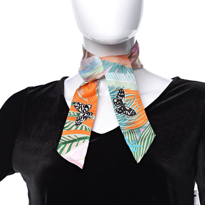 Hermes Silk Jaguar Quetzal Twilly Rose Beige Orange 2 of 5