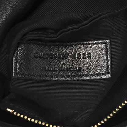 Saint Laurent Crinkled Calfskin Quilted Toy Loulou Puffer Monogram Chain Satchel Black 7 of 11