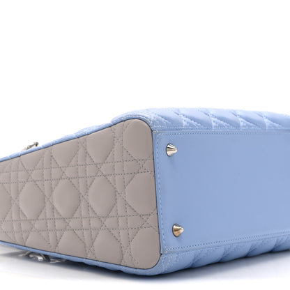 Christian Dior Lambskin Cannage Medium Bi-Color Lady Dior Blue Gray 9 of 10
