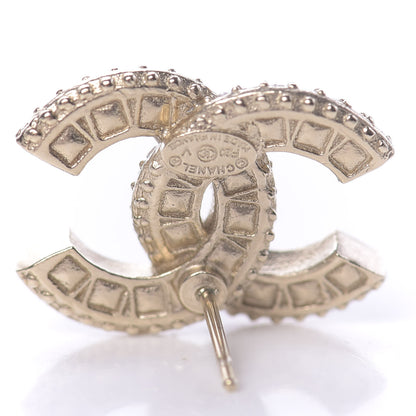 Chanel Crystal Timeless CC Earrings Light Gold 4 of 5